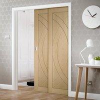 Twin Telescopic Pocket Treviso Oak Veneer Door