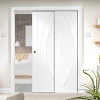 Twin Telescopic Pocket Salerno Door - Primed