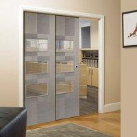 twin telescopic pocket apollo chocolate grey 3l doors clear glass pref ...