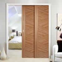 Twin Telescopic Pocket Zeus Walnut Veneer Doors - Prefinished