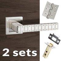 Two Pack Senza Pari Bianca Lever on Square Rose - Satin Nickel Handle