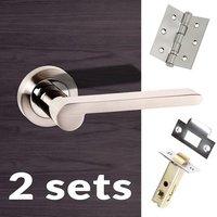 Two Pack Senza Pari Darrio Lever on Rose - Satin Nickel Handle