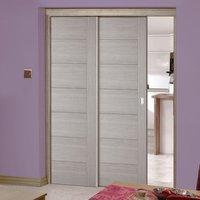 twin telescopic pocket hampshire light grey doors prefinished