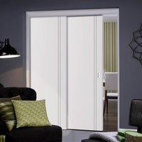 twin telescopic pocket sierra blanco white painted doors