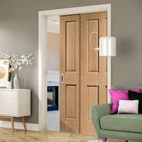 Twin Telescopic Pocket Victorian 4P Oak Veneer Door - No Raised Mould