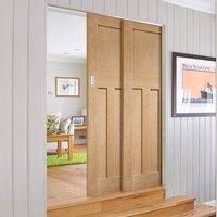 Twin Telescopic Pocket DX Oak Veneer Door in a 1930\'s Style