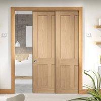 Twin Telescopic Pocket Victorian 4P Shaker Oak Veneer Door