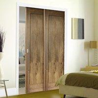 Twin Telescopic Pocket Porto Walnut Veneer Doors - Prefinished