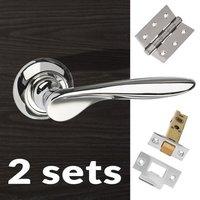 Two Pack Rochester Old English Lever on Rose - Polished Chrome Handle
