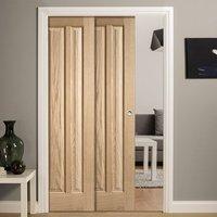 twin telescopic pocket kilburn 3p oak veneer doors