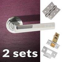 Two Pack Asti Forme Designer Lever on Contempo Round Rose - Polished Chrome Handle