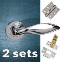 Two Pack Catania Mediterranean Lever On Rose - Polished Chrome Handle