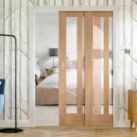 twin telescopic pocket novara 2l oak veneer door clear glass