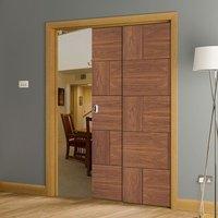 Twin Telescopic Pocket Ravenna Walnut Veneer Door - Prefinished