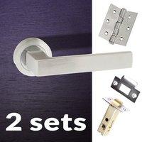 Two Pack Asti Forme Designer Lever on Contempo Round Rose - Satin Chrome Handle