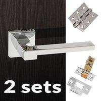 Two Pack Ginevra Forme Designer Lever on Minimal Square Rose - Polished Chrome Handle