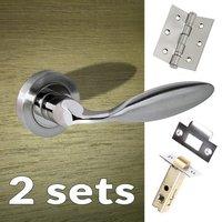 Two Pack Ibiza Mediterranean Lever on Rose - Satin Nickel Handle