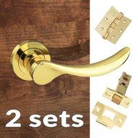 Two Pack Malaga Mediterranean Lever On Rose - Polished Brass Handle