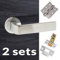 Two Pack Monza Forme Designer Lever on Contempo Round Rose - Satin Chrome Handle