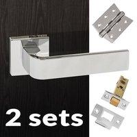 Two Pack Monza Forme Designer Lever on Minimal Square Rose - Polished Chrome Handle