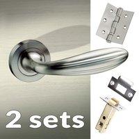 two pack terassa mediterranean lever on rose satin nickel handle