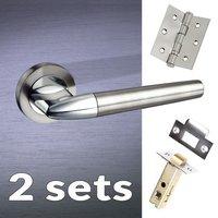 two pack toulon mediterranean lever on rose satin nickel polished chro ...