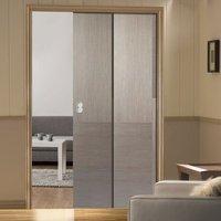 Twin Telescopic Pocket Hermes Chocolate Grey Doors - Prefinished