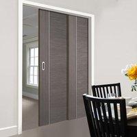 Twin Telescopic Pocket Chocolate Grey Alcaraz Doors - Prefinished