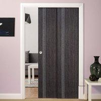 Twin Telescopic Pocket Ash Grey Zanzibar Doors - Prefinished