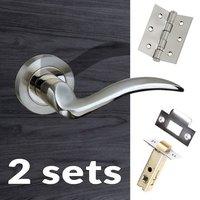 two pack valencia mediterranean lever on rose satin nickel handle