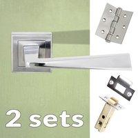 Two Pack California Status Lever on Square Rose - Satin Chrome Handle