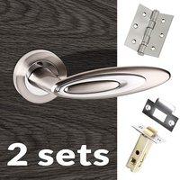 two pack senza pari elisse lever on rose satin nickel polished chrome  ...