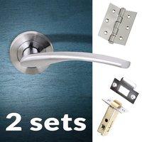 Two Pack Arizona Status Lever on Round Rose - Satin Chrome Handle