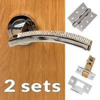 two pack senza pari crystal lever on round rose cr polished chrome han ...