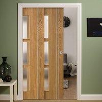 twin telescopic pocket sierra 3l oak veneer doors frosted glass prefin ...