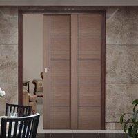 twin telescopic pocket vancouver chocolate grey doors prefinished