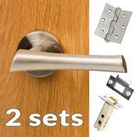 two pack corsica mediterranean lever on rose satin nickel handle