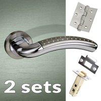 two pack monaco mediterranean lever on rose satin nickel polished chro ...