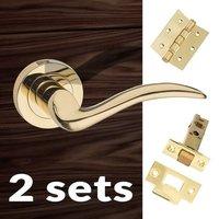 two pack valencia mediterranean lever on rose polished brass handle