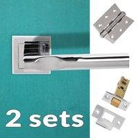 two pack kansas status lever on square rose polished chrome handle