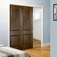 Twin Telescopic Pocket Madrid Walnut Veneer Doors - Prefinished