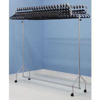 TWIN TOP GARMENT RAIL. SILVER EPOXY FINISH. WITH 60 BLACK ANTI-THEFT HANG