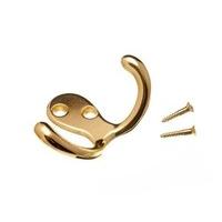 Twin Hat and Robe Coat Hanger Clothes Hook Brass Plated + Screws ( pack of 200 )