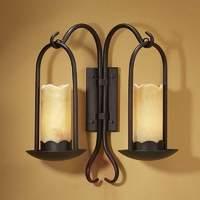 Two-light, rustic wall light CANDELA