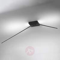 Two-arm Spillo ceiling light with LEDs, black