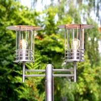 Two-bulb post light Miko, made of stainless steel