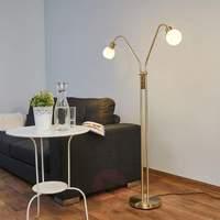 Two-bulb LED floor lamp Elaina, brass