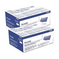 twin pack brother tn3430 black original standard capacity toner cartri ...