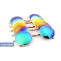 Two Pairs of Vintage Round Sunglasses - 6 Colours
