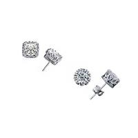 Two or Four Pairs of Duo Simulated Crystal Crown Earrings